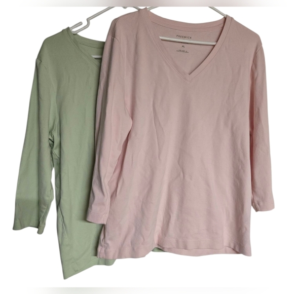 Bundle Of 2 Preswick & Moore Green And Pink Long Sleeve Shirts XL - Picture 1 of 3